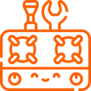 Cute robot illustration with tools